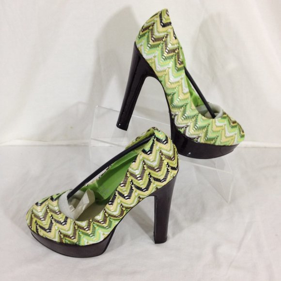 Shoes of Soul-Final Price- Green Fabric Size 7 Platform Heels - Picture 2 of 11